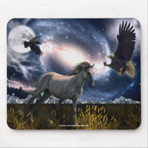 Spanska Mustang, Örn och Galaxy Art Mousepad Musmatta