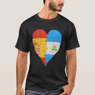 Spanska Nicaraguan Flagga Heart T Shirt
