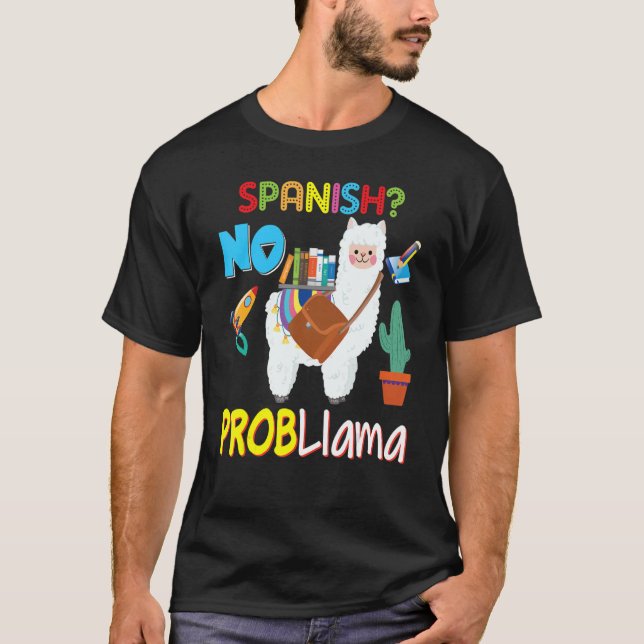 Spanska No Probllama Problem Llama Kid Student Tea T Shirt (Framsida)