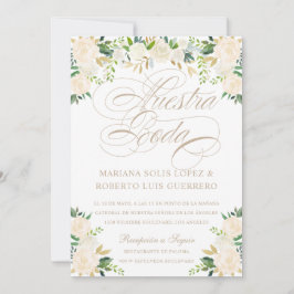 Spanska Nuestra Boda flores pintadas Inbjudningar