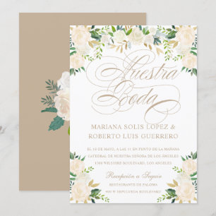Spanska Nuestra Boda flores pintadas Inbjudningar