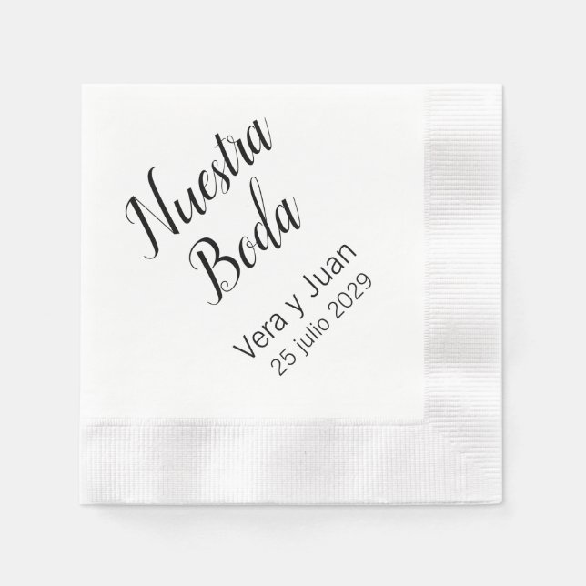 Spanska Nuestra Boda Personlig Bröllop Napkins Pappersservett (Framsidan)