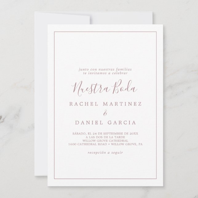 Spanska Nuestra Boda Ro Inbjudningar (Framsida)