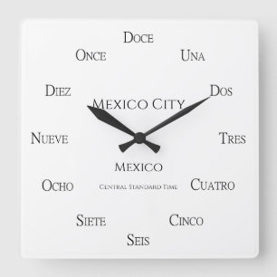 Spanska nummer Anpassningsbar City Land and Time Z Fyrkantig Klocka