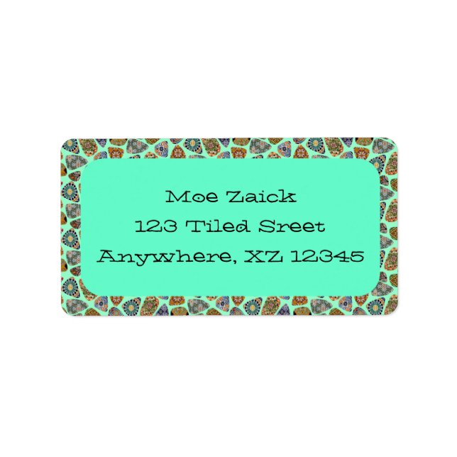 Spanska och mexikanska Tile Mosaic Adressetikett (Framsidan)