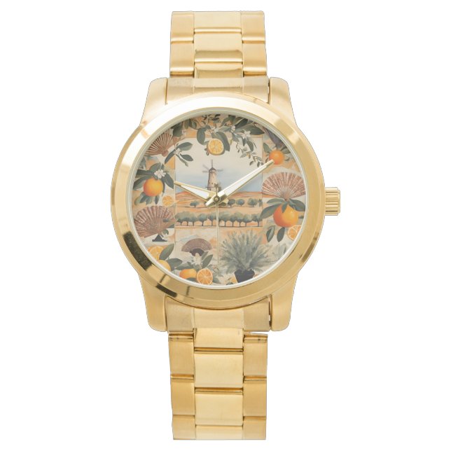 Spanska Orangar, Fläkt och Kvarn, naturkonst Armbandsur (Framsida)