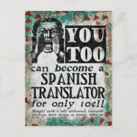 Spanska översättarvykort - Funny Vintage Retro