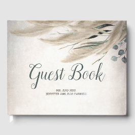 Spanska Pampas Grass and Greenery Bröllop Gästböcker