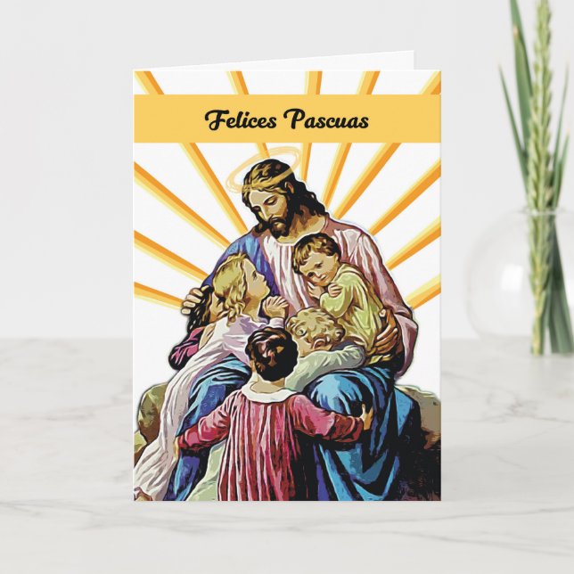 Spanska Påsk Jesus med barn och lår Kort (Framsida)