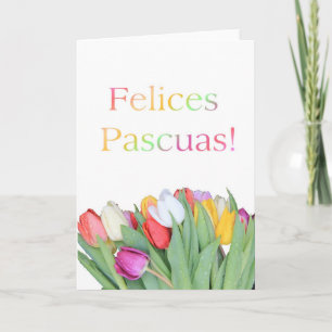 Spanska Påsk-kort - Felices Pascuas - tulip bouq Helgkort