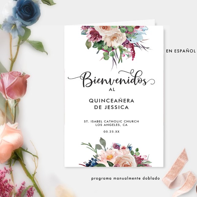 Spanska Pastel-Blommigten Quinceañera-mappat progr (Skapare uppladdad)