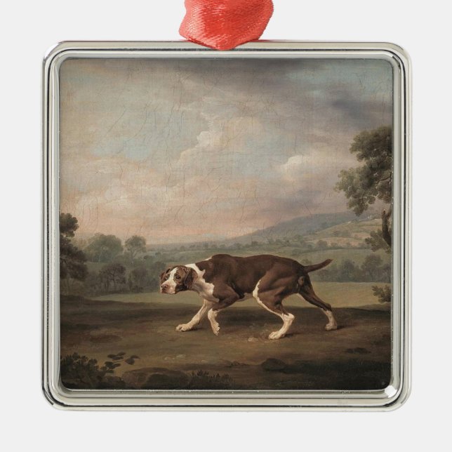Spanska pekaren Hund (av George Stubbs) Julgransprydnad Metall (Framsidan)