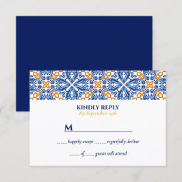 Spanska plattan | Gult Blue Mediterranean bröllop Inbjudningar