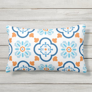 Spanska plattan Mediterranean Blue Orange White Lumbarkudde