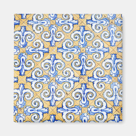 Spanska plattor - Azulejo Blue, Gult och White Magnet