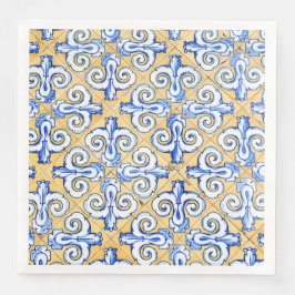 Spanska plattor - Azulejo Blue, Gult och White Pappersservett