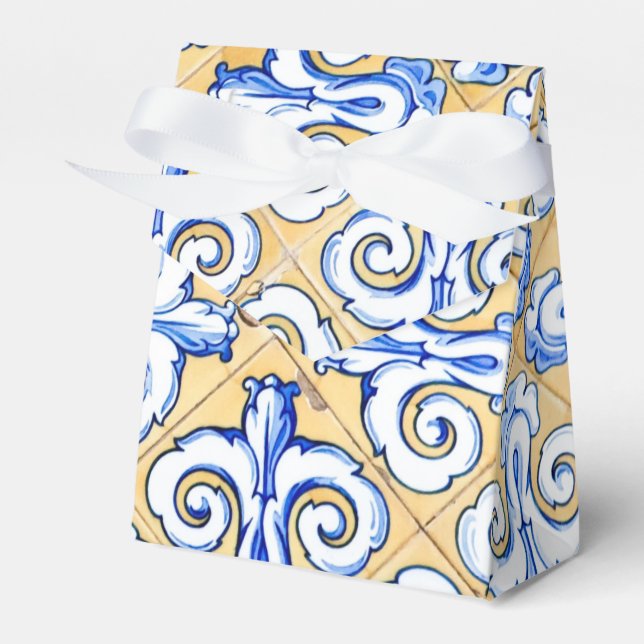 Spanska plattor - Azulejo Blue, Gult och White Presentaskar (Framsidan Sidan)