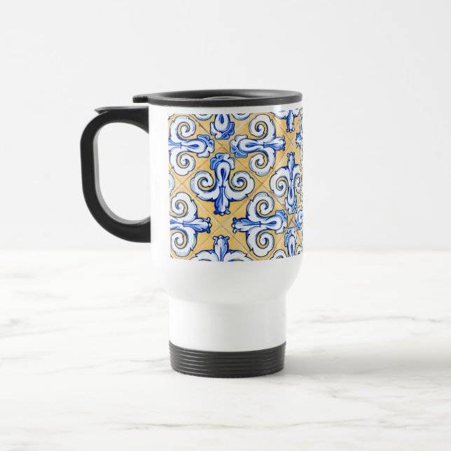 Spanska plattor - Azulejo Blue, Gult och White Resemugg (Vänster)