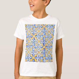Spanska plattor - Azulejo Blue, Gult och White T Shirt