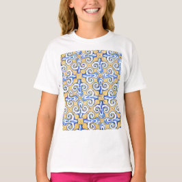 Spanska plattor - Azulejo Blue, Gult och White T Shirt
