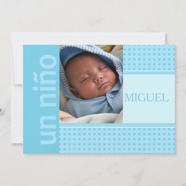 Spanska Pojke Birth Notice Meddelande (Framsida)