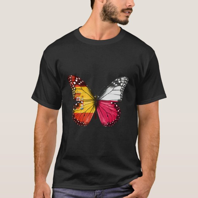 Spanska polska Flagga Butterfly T Shirt (Framsida)