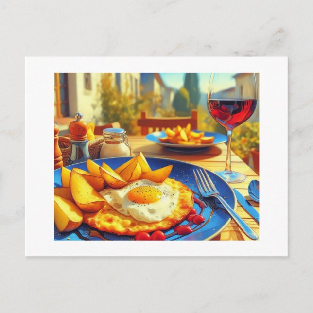 Spanska potatisen Omelet Vykort (Framsida)