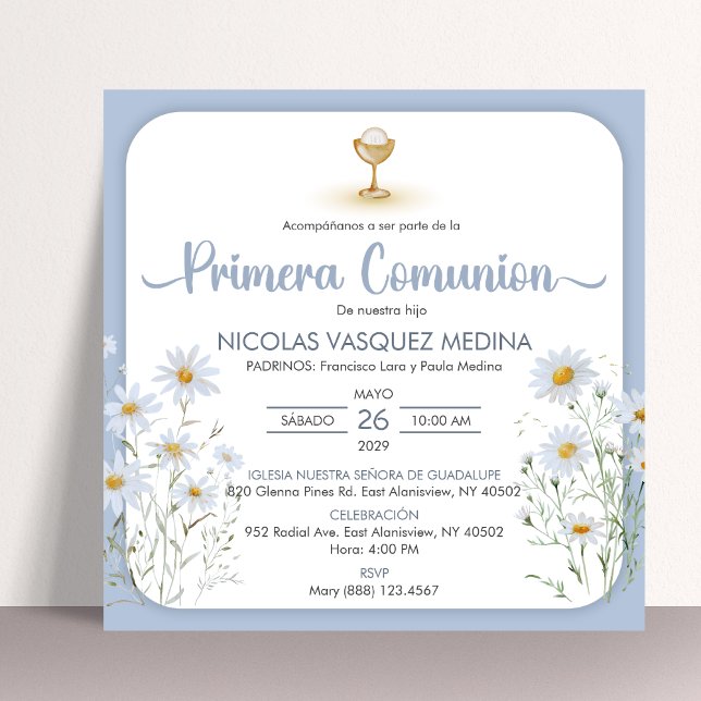 Spanska Primera Comunion Chalice First Communion Inbjudningar (Skapare uppladdad)