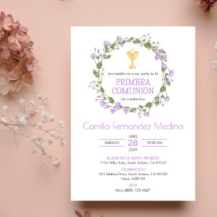 Spanska Primera Comunion Chalice First Communion Inbjudningar