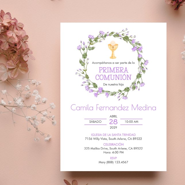 Spanska Primera Comunion Chalice First Communion Inbjudningar (Skapare uppladdad)