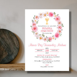 Spanska Primera Comunion Chalice First Communion Inbjudningar