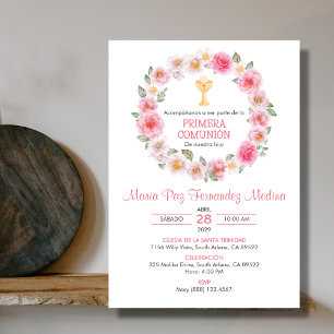 Spanska Primera Comunion Chalice First Communion Inbjudningar