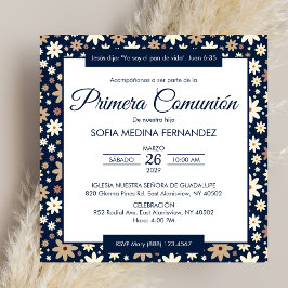 Spanska Primera Comunion Flowers First Communion Inbjudningar