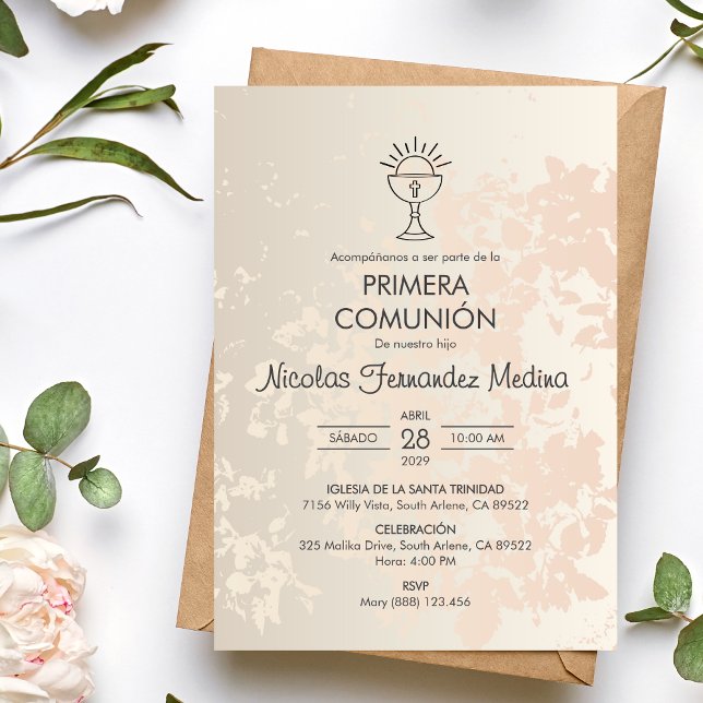 Spanska Primera Comunion katolska första kommissio Inbjudningar (Skapare uppladdad)