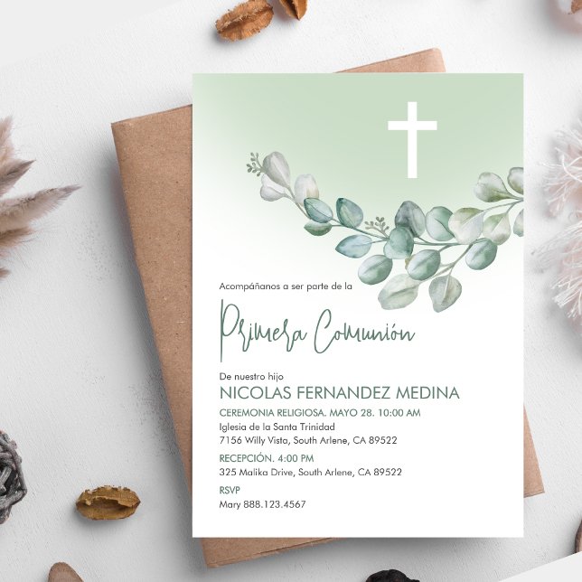 Spanska Primera Comunion katolska första kommissio Inbjudningar (Skapare uppladdad)