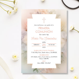 Spanska Primera Comunion Salmon First Communion Inbjudningar