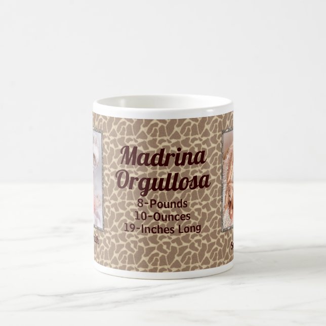Spanska Proud Godmor Giraffe Print Photo Kaffemugg (Center)