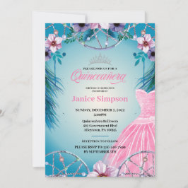 Spanska Quinceañera-ludder Dream catcher rosa Inv Inbjudningar