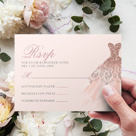 Spanska Quinceañera Mis Quince Rosa ros OSA Kort