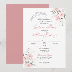 Spanska Quinceanera Rosa Blommigt Inbjudningar