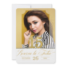 Spanska Quinceanera Spara datumet i Golden Hues