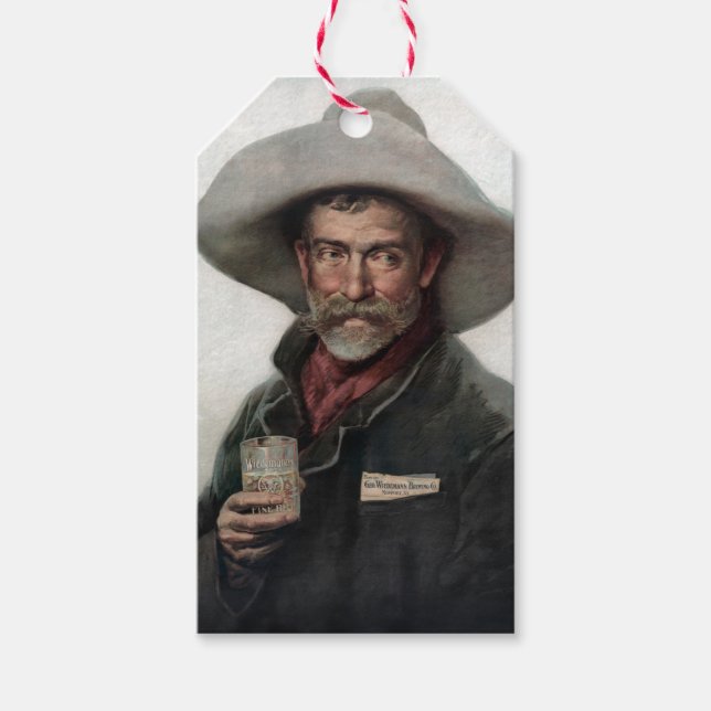 Spanska Ranchero Cowboy i Gammala västern Saloon Presentetikett (Framsidan)