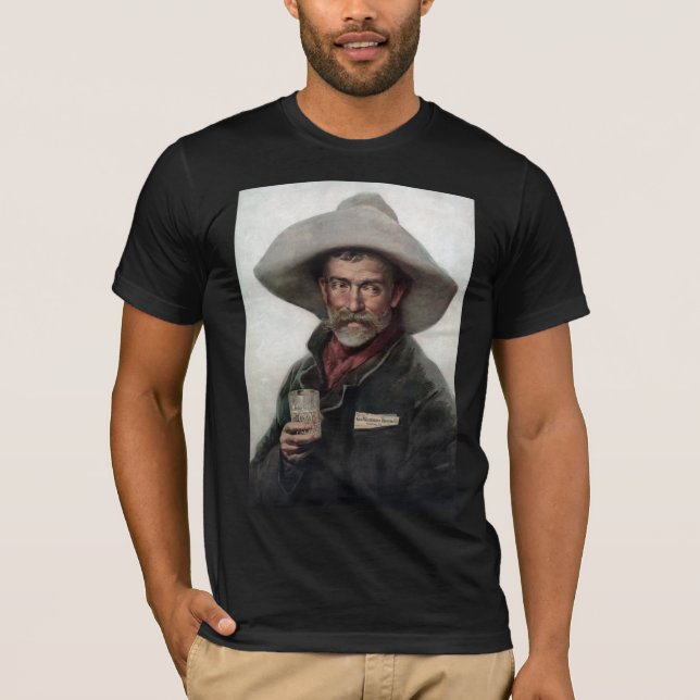 Spanska Ranchero Cowboy i Gammala västern Saloon T Shirt (Framsida)