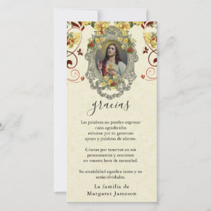 Spanska Religiösan Funeral Helig Heart Jesus Tack Kort