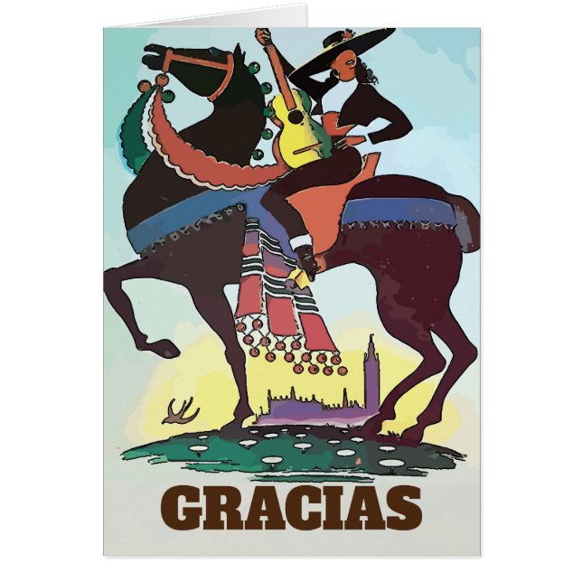 Spanska resande Gracias, redigera textkort Hälsningskort (Framsidan)