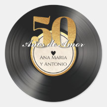 Spanska Retro Vinyl Record 50-årsdagen