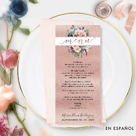 Spanska, Ro Guld Pastel Blommigt Quinceañera Meny