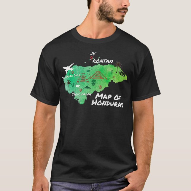 Spanska roatan Catracho Gift Proud Honduran Karta T Shirt (Framsida)