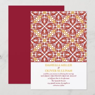 Spanska Röda Orangen Tile Mediterranean bröllop V1 Inbjudningar