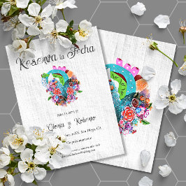 Spanska Rustic Heart Mexikanska Bröllop spara datu Inbjudningar